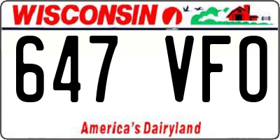 WI license plate 647VFO