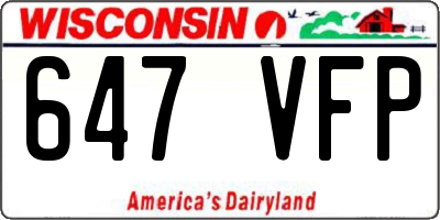WI license plate 647VFP