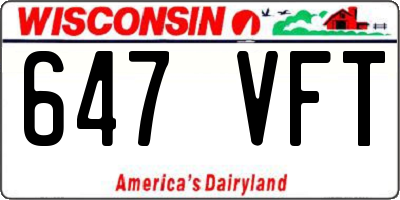 WI license plate 647VFT