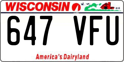 WI license plate 647VFU