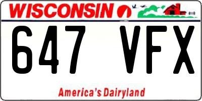 WI license plate 647VFX