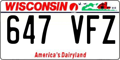 WI license plate 647VFZ