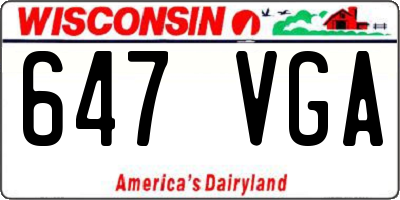 WI license plate 647VGA
