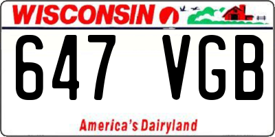 WI license plate 647VGB