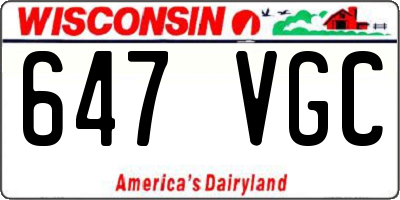WI license plate 647VGC