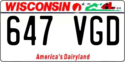 WI license plate 647VGD
