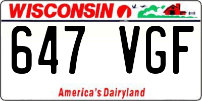 WI license plate 647VGF
