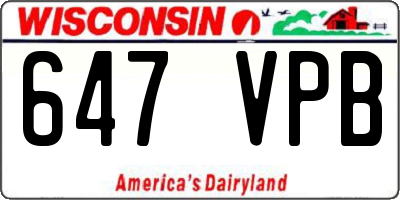 WI license plate 647VPB