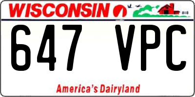 WI license plate 647VPC