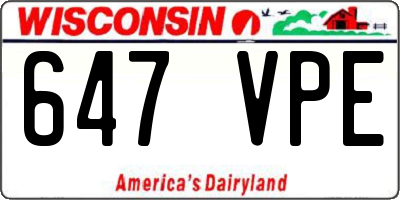WI license plate 647VPE