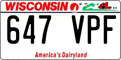 WI license plate 647VPF