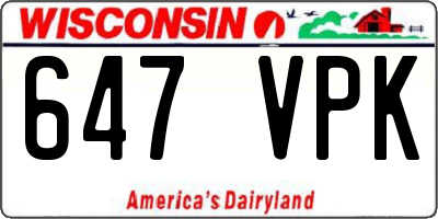 WI license plate 647VPK