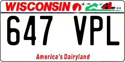 WI license plate 647VPL
