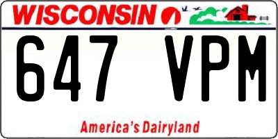 WI license plate 647VPM
