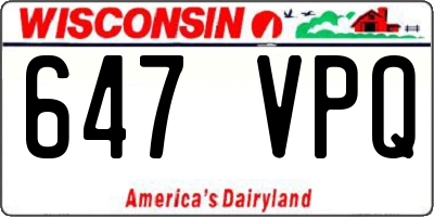 WI license plate 647VPQ