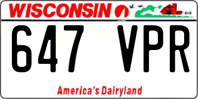 WI license plate 647VPR