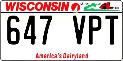 WI license plate 647VPT