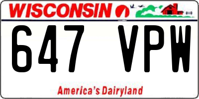 WI license plate 647VPW