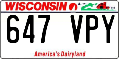 WI license plate 647VPY