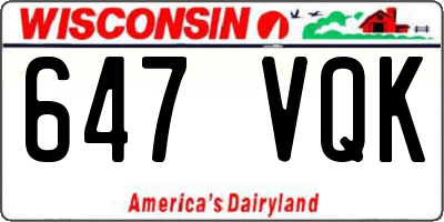 WI license plate 647VQK