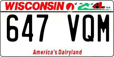 WI license plate 647VQM