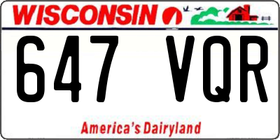 WI license plate 647VQR