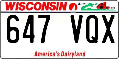 WI license plate 647VQX