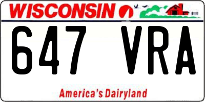 WI license plate 647VRA