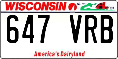 WI license plate 647VRB
