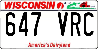 WI license plate 647VRC