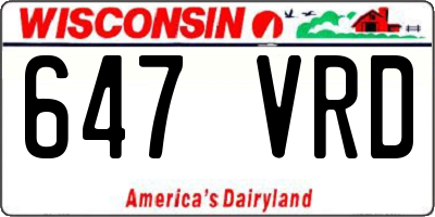 WI license plate 647VRD