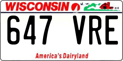 WI license plate 647VRE