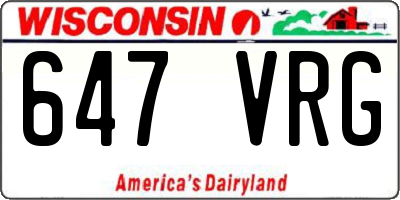 WI license plate 647VRG