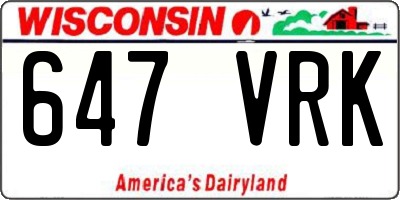 WI license plate 647VRK
