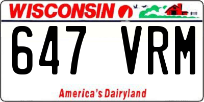 WI license plate 647VRM