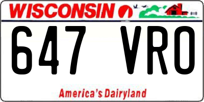 WI license plate 647VRO