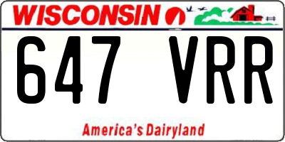 WI license plate 647VRR