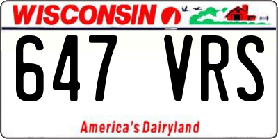 WI license plate 647VRS