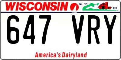 WI license plate 647VRY