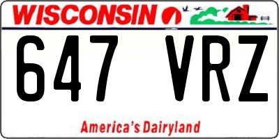WI license plate 647VRZ