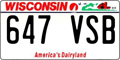 WI license plate 647VSB