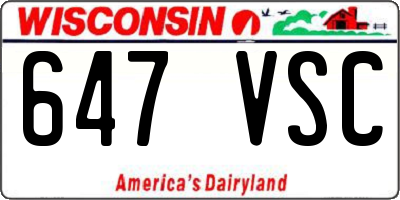 WI license plate 647VSC