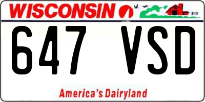WI license plate 647VSD