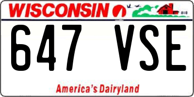 WI license plate 647VSE