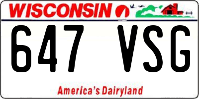 WI license plate 647VSG