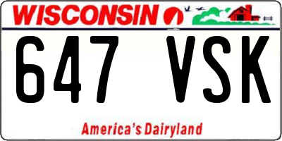 WI license plate 647VSK