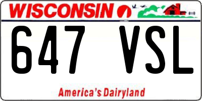 WI license plate 647VSL