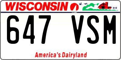 WI license plate 647VSM