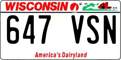 WI license plate 647VSN