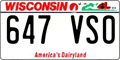 WI license plate 647VSO